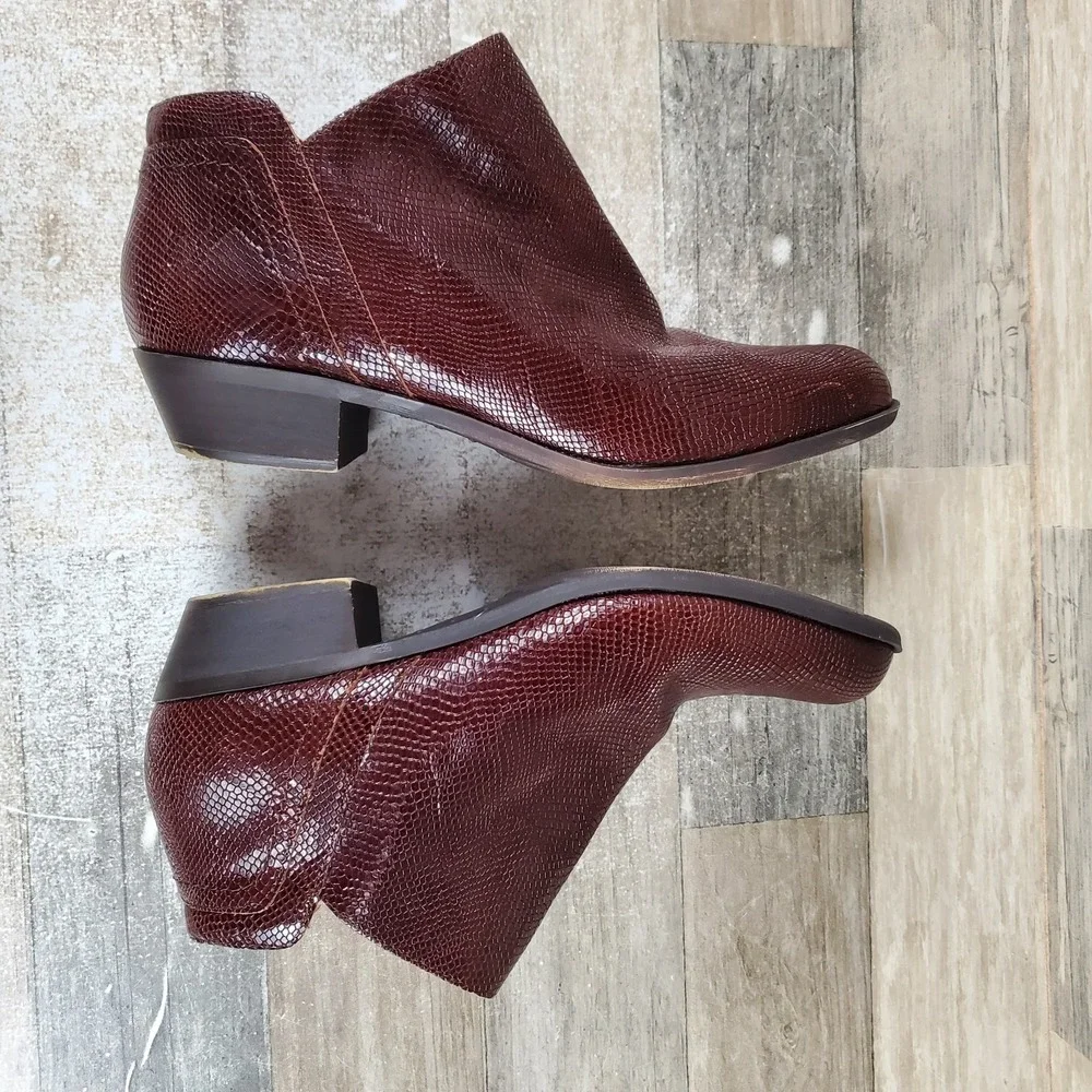 Lucky Brand Barlina Womens Bootie Sz 11 M Reishi Snake Print Side Zip Block Heel